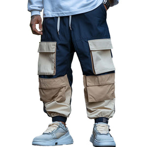Men's Contrast Color Paneled Cargo Trousers