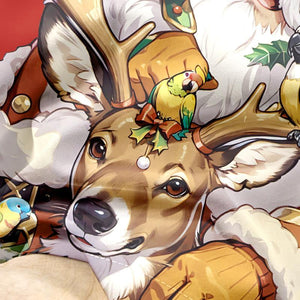 Camisa de manga corta con solapa navideña de Papá Noel informal vintage para hombre