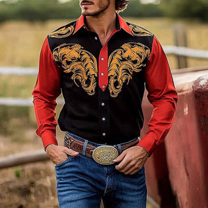 Camisa de manga larga con estampado en contraste para hombre