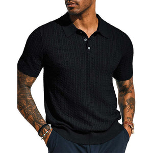 Camisa POLO de manga corta de punto trenzado para hombre