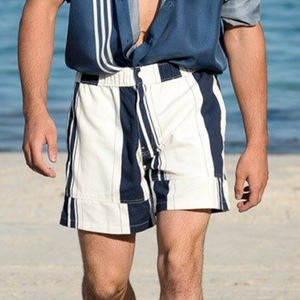 Pantalones cortos de playa informales a rayas para hombre
