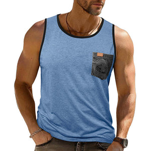 Camiseta sin mangas con cuello redondo y colores contrastantes para hombre