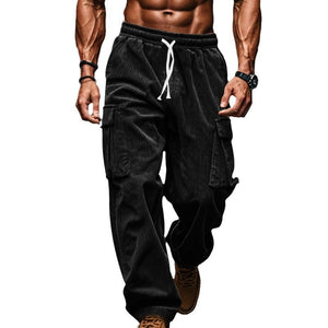 PANTALONES DE PANA PARA HOMBRE, OTOÑO, CASUAL, TRANSPIRABLES, DE PIERNA ANCHA, MULTIBOLSILLOS, PANTALONES DE PIERNA RECTA