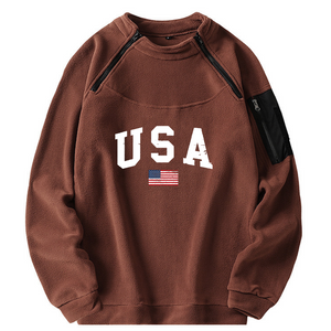 SUDADERA TÁCTICA CON CAPUCHA Y CUELLO ALTO CON BANDERA DE EE. UU. PARA HOMBRE
