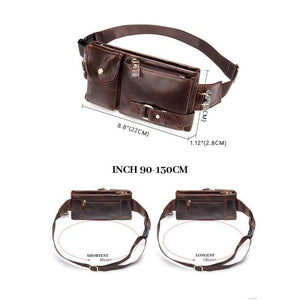 Men's Classic Genuine Leather Waist And Messenger Bag