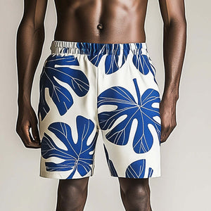 Pantalones cortos con estampado de hojas frescas para hombre