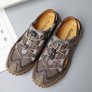 SANDALIAS DE PLAYA CASUALES PARA HOMBRE CON SUELA BLANDA, MALLA Y CLIP DE CUERO SUAVE