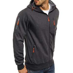 SUDADERA DEPORTIVA CON MÚLTIPLES CREMALLERAS Y BOLSILLOS PARA HOMBRE CON CAPUCHA