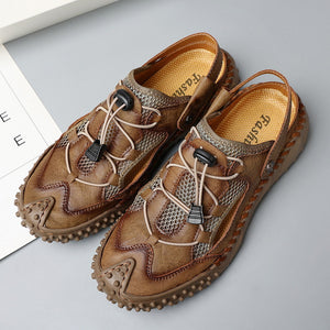 SANDALIAS DE PLAYA CASUALES PARA HOMBRE CON SUELA BLANDA, MALLA Y CLIP DE CUERO SUAVE