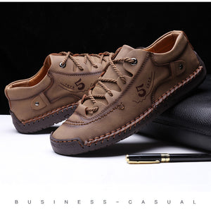 Zapatos de hombre elegantes de microfibra de cuero con costuras a mano, cómodos y suaves.