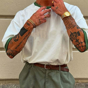 Camiseta de manga corta de algodón en contraste para hombre