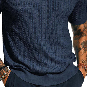 Camisa POLO de manga corta de punto trenzado para hombre