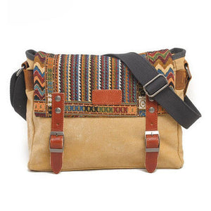 Men's Retro Ethnic Pattern Canvas Shoulder Bag