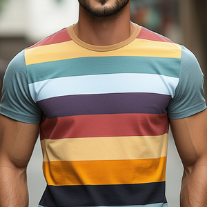 Camiseta informal de algodón de manga corta con cuello redondo y corte ajustado para hombre.