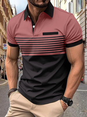 POLO DE RAYAS ESTAMPADO CON CREMALLERA PARA HOMBRE