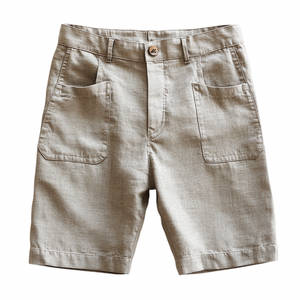 Pantalones cortos de traje casuales, cómodos y transpirables de mezcla de lino para hombre
