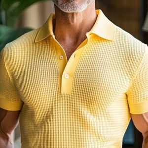 Polo de golf clásico de primavera para hombre, con estampado de gofres y colores brillantes