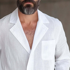 Blazer holgado y fino de algodón y lino para hombre