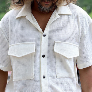 Men's Classic Casual Fashion Waffle Waist Short Sleeve Shirt