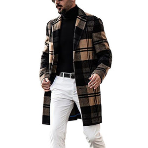Abrigo vintage a cuadros de longitud media para hombre