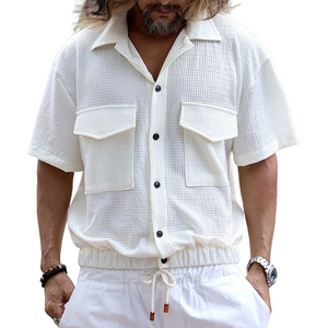 Men's Classic Casual Fashion Waffle Waist Short Sleeve Shirt