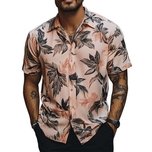 Men's Summer Hawaiian Retro Print Casual Short Sleeve Shirt