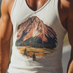 Herren-Tanktop aus Baumwolle mit V-Ausschnitt und amerikanischer Retro-Print der Yellowstone Park-Serie