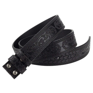 Men's Split Leather Vintage Embossed Smooth Buckle Belt