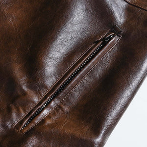 Herren Vintage Distressed Reißverschluss Lederjacke