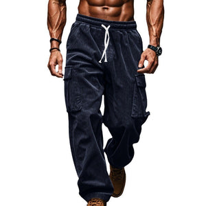 PANTALONES DE PANA PARA HOMBRE, OTOÑO, CASUAL, TRANSPIRABLES, DE PIERNA ANCHA, MULTIBOLSILLOS, PANTALONES DE PIERNA RECTA