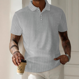Polo de manga corta con rayas texturizadas para hombre