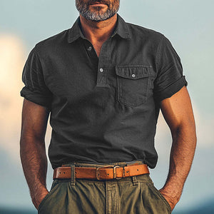 Herren-T-Shirt mit Polokragen und Sommer-Komfort im Used-Look