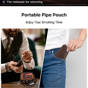 Bolsa de almacenamiento portátil multifuncional de cuero para tabaco para hombre