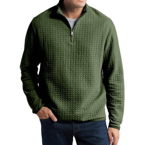 Sudadera informal holgada de jacquard a cuadros de color liso para hombre