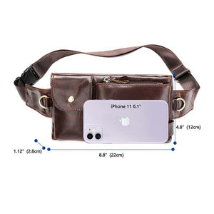 Men's Classic Genuine Leather Waist And Messenger Bag