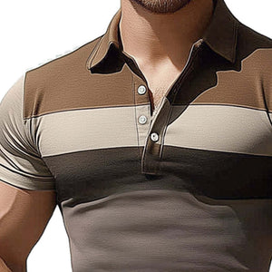 Camiseta de verano elástica con cuello polo y bloques de color para hombre