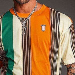 Camiseta de manga corta con estampado de rayas para hombre