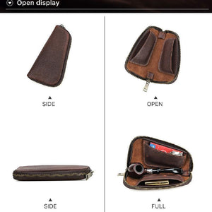 Bolsa de almacenamiento portátil multifuncional de cuero para tabaco para hombre