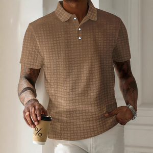 Polo de manga corta con rayas texturizadas para hombre
