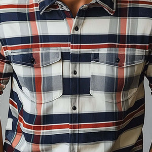 Camisa de manga larga con estampado a cuadros retro de moda de primavera para hombre