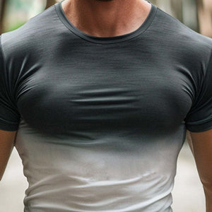 Camiseta de algodón de manga corta con estampado degradado para hombre