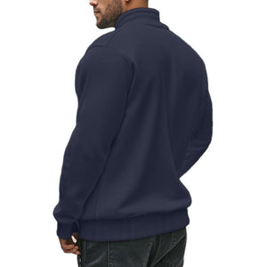 Lässiges, einfarbiges Sweatshirt mit Reißverschluss und Stehkragen für Herren