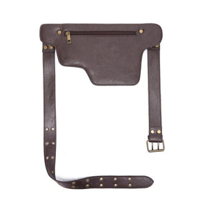 Riñonera de cuero ajustable con cremallera para deportes al aire libre para hombre