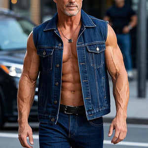 Chaleco vaquero clásico sin mangas para hombre