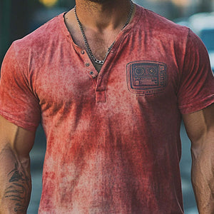 Men's Tie-dye Gradient Print V-neck Short-sleeved T-shirt