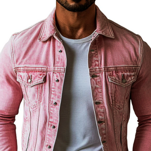 Herren-Jeansjacke mit verwaschenem Revers und mehreren Taschen im Vintage-Stil