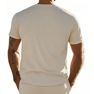 Men's Spring Fashion Casual Suede V-neck Short-sleeved T-shirt