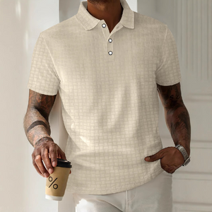 Polo de manga corta con rayas texturizadas para hombre