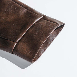 Herren Vintage Distressed Reißverschluss Lederjacke