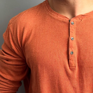 Men's Retro Casual Solid Color Henley Neck Long Sleeve T-Shirt